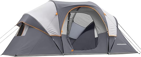 HIKERGARDEN 10 Person Camping Tent - Portable Easy Set Up Family Tent for Camp, Windproof Fabric Dome Tent Outdoor for Hiking, Backpacking, Traveling-14'x11'x74in(H) product image