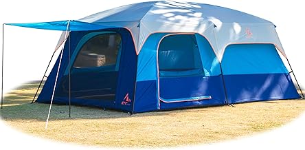 KTT Extra Large Tent 10-12-14 Person(A),Family Cabin Tents,2 Rooms,3 Doors and 3 Windows with Mesh,Straight Wall,Waterproof,Double Layer,Big Tent for Outdoor,Picnic,Camping,Family Gathering product image