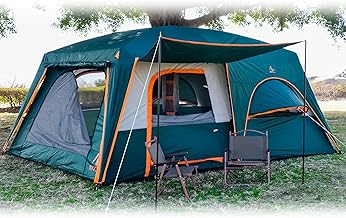 KTT Extra Large Tent 12 Person,Family Cabin Tents,2 Bay-Windows,2 Rooms and 3 Doors 3 Windows with Mesh,Waterproof,Straight Wall,Double Layer,Big Tent for Outdoor,Picnic,Camping product image