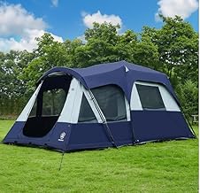 EVER ADVANCED 8 Person Blackout Design Cabin Tent, Camping Family Tent with Multi Room & Extra Porch and Rainfly, 2 Rooms Huge Portable with Carry Bag, Blue product image