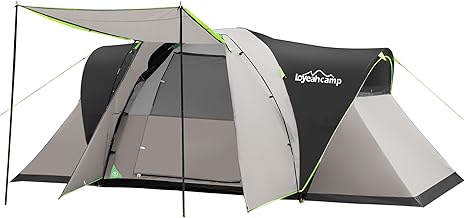 LOYEAHCAMP 8 Person Larger Extended Dome Camping Tent with 3 Rooms, Waterproof Semi-Freestanding Family Outdoor Tent with Spacious Interior and Mesh Windows product image