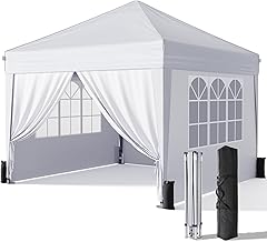 Driftalia 10x10 Pop Up Canopy with Sidewalls, Outdoor Instant Canopy Tent with Carry Bag for Commercial Events, Camping, Backyard Parties - White product image