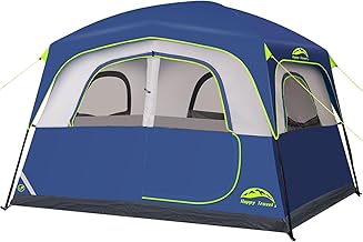 Happy Travel Tent 6 Person Tents for Camping, Waterproof Easy Setup Camping Tent with Rainfly, Portable Large Family Cabin Tent with 5 Large Mesh Windows and Carry Bag for Outdoor Camping & Hiking product image