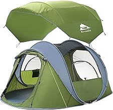 4 Person Easy Pop Up Tent, Automatic Setup, Waterproof, 2 Doors-Instant Family Tents for Camping, Hiking & Traveling, 9.5’X6.6’X52'' product image