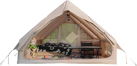 Inflatable Camping Tents with Hand Pump,6-8 Person,Air Glamping Waterproof and Windproof Blow up Tent,4 Seasons Oxford Cabin Tent with Mesh & Chimney Window. product image