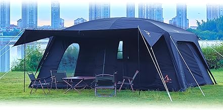 KTT Extra Large Tent 12-14 Person,Family Cabin Tents,2 Rooms,Straight Wall,2 Doors 4 Windows with Mesh,Waterproof,Straight Wall,Big Tent for Outdoor,Picnic,Camping,Gathering(Brown) product image