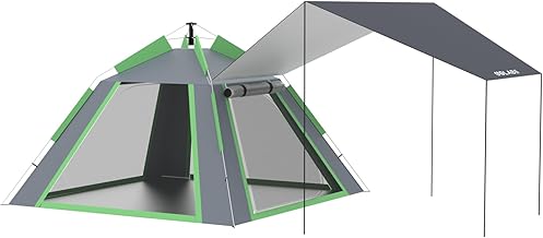 Golabs 3-4 Person Instant Camping Tent, 1-Minute Setup by Pre-Attached Pole, PU1500mm Waterproof, 4 Side Mesh & Door Ventilation with Large Canopy, Pop-up Tent with Carry Bag, Pocket & Hook for Family product image