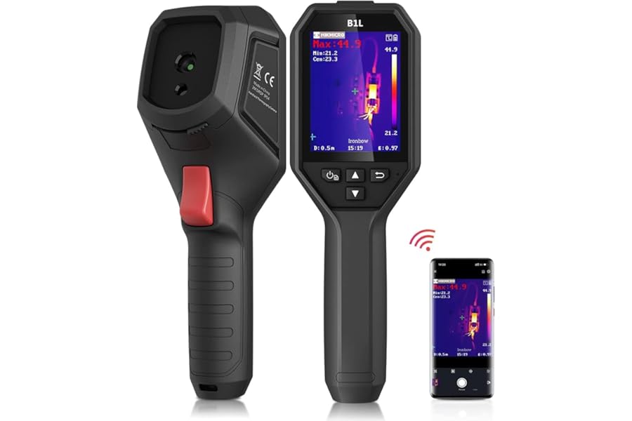 HIKMICRO B1L 160 x 120 IR Resolution Thermal Imaging Camera with WiFi, 25Hz Refresh Rate, 3.2" LCD Screen, Handheld 19200 Pixels Thermal Imager with High Temperature Alarm product image