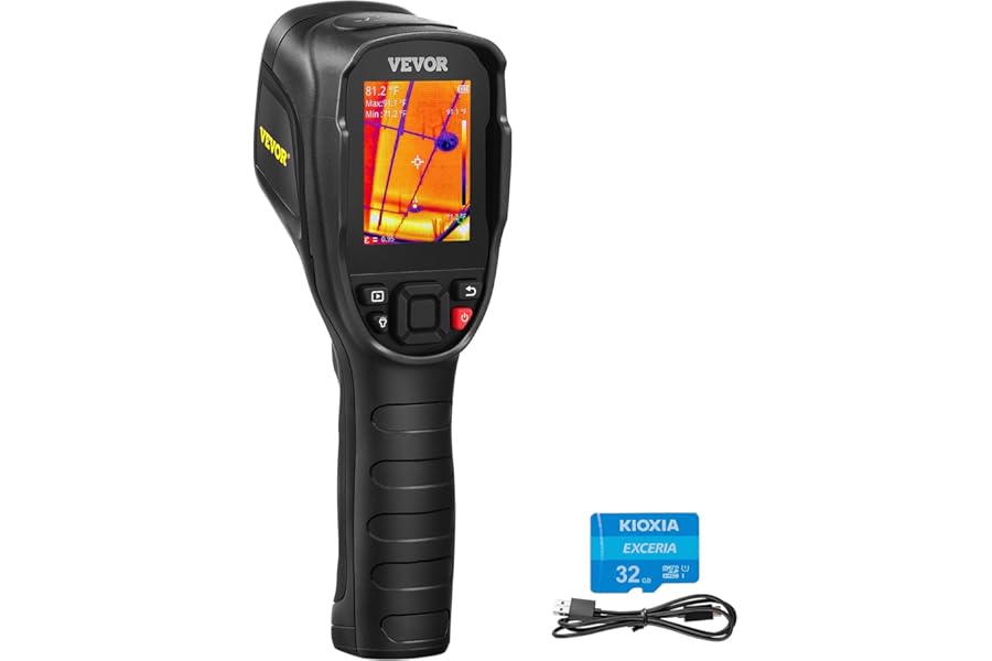 VEVOR Thermal Imaging Camera, 240x180 IR Resolution (43200 Pixels), 20Hz Refresh Rate Infrared Camera with -4℉~662℉ Temperature Range, 16G Built-in SD Card, and Rechargeable Li-ion Battery product image