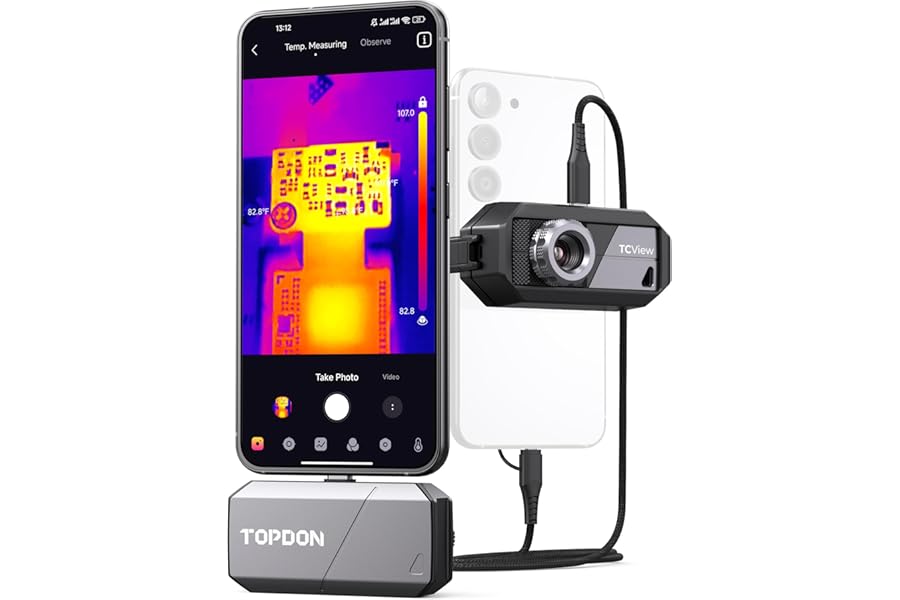 TOPDON TS001 256x192 IR Resolution Thermal Camera for Android, Thermal Night Vision Monocular Thermal Imager with 9mm Adjustable Focus Lens, Infrared Test Report, -4°F~1022°F TEM Range product image