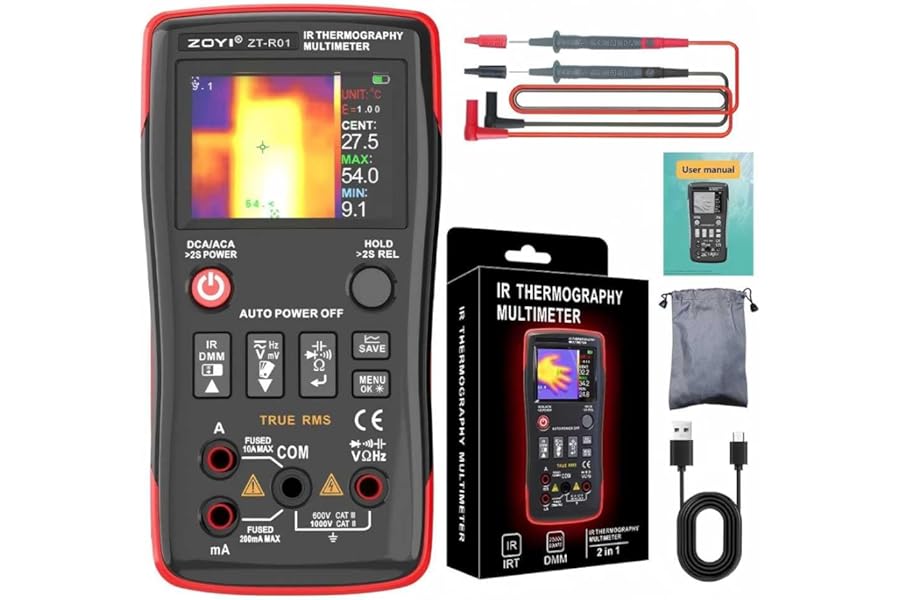 ZOYI Thermal Imaging Camera 2 in 1 True RMS Multimeter 32×32Resolution -4°F to 1022°F Type-C Charging for Electrical Industrial Inspections 25000count Digital multimeter product image