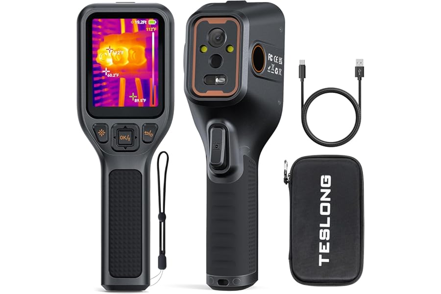 Teslong Thermal Camera with Visual Camera TTM260, Super Resolution 512 x 384, 25 HZ Infrared Imager, -4°F~1022°F Range Thermal Imager, 256 x 192 IR Resolution Thermal Camera, 3.2" LCD Screen product image