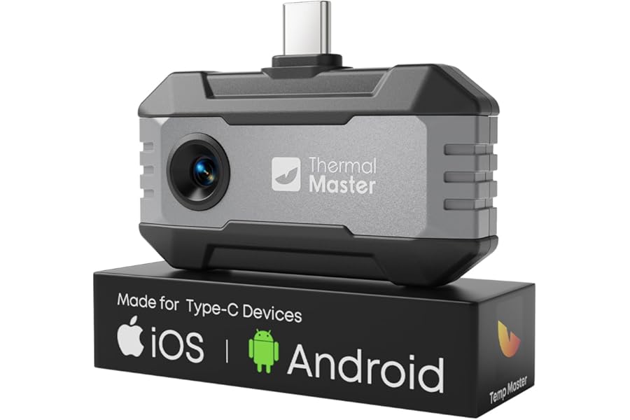 Thermal Camera for Type-C iPhone & Android, 160x120 IR Resolution Infrared Imager with 3.6℉ Accuracy, 15x Zoom, -4℉ to 1112℉ High Temp, Work for Home Inspection product image