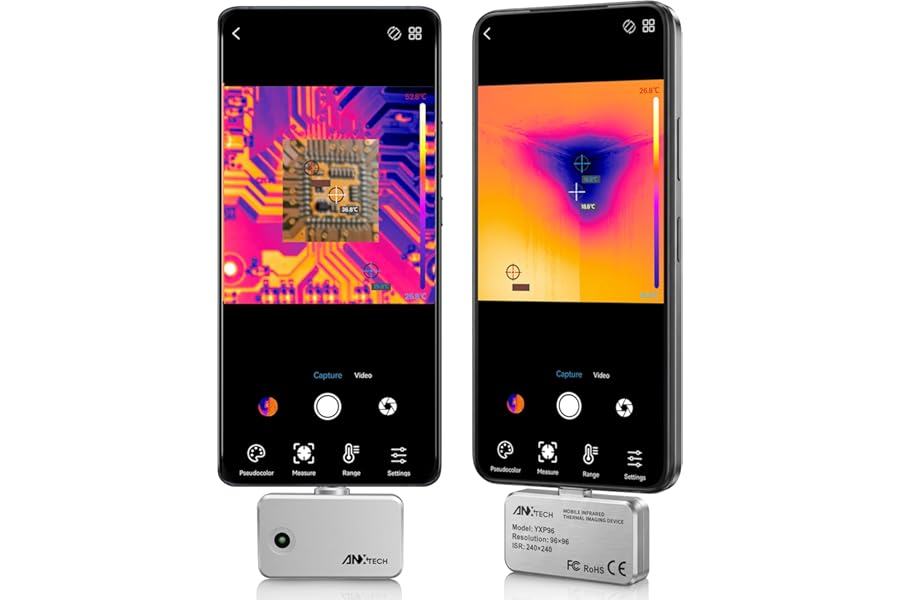 USB-C Thermal Imaging Camera for Android, Plug-and-Play Infrared Imager, ISR 240×240 & 25Hz Smooth Scan, -4°F to 1022°F, Pocket-Sized Tool for Water Leak Detection, HVAC, Electrical & DIY Inspection product image