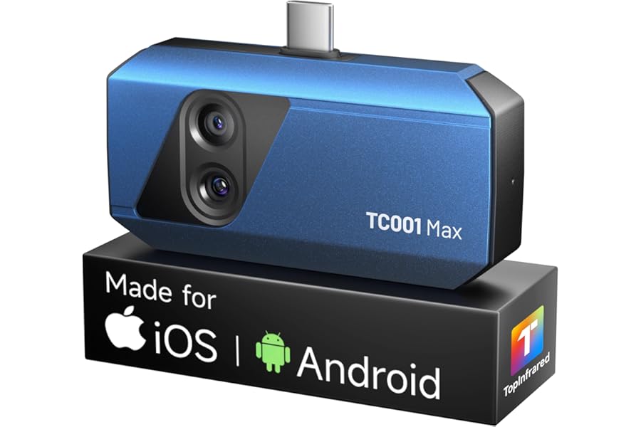 TOPDON TC001 Max Dual-Lens Thermal Camera, Compatible with Any USB-C iPhone, iPad & Android Device, 512 x 384 Super Resolution, 256 x 192 IR Resolution Thermal Imager, -4°F~1022°F Temp Range- Blue product image