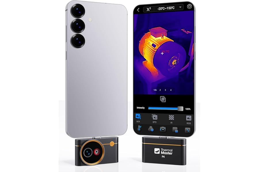 Thermal Master P4 USB-C Thermal Imager for Android, Infrared Camera with IR Eraser, 512×384 X³ IR Resolution, -4℉ to 1112℉ Temp Range, 0.035℃ Sensitivity, Electrical & HVAC, 15×Digital Zoom product image