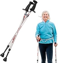 Urban Poling ACTIVATOR® Walking Poles for Balance and Rehabilitation – 1 Pair – Ergonomic CoreGrip™ Handles – Adjustable, Collapsible, and Lightweight for Stability and Recovery in Silver/Red product image