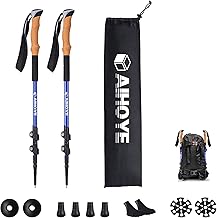 Aihoye Trekking Hiking Poles - 2 Pack Adjustable Walking Sticks, Collapsible Lightweight Aluminum 7075, Hiking Sticks with Quick Flip-Lock and Comfortable Cork Grips product image