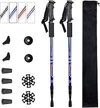 Aihoye Trekking Poles Shock Absorbing Adjustable Hiking or Walking Sticks for Hiking Collapsible Strong, 2-pc Pack Lightweight Walking Pole, All Terrain Accessories and Carry Bag product image