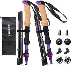 BISINNA Carbon Fiber Trekking Poles Collapsible Hiking Poles Lightweight Walking Sticks with Cork Handle Quick Lock for Women and Men 2pc product image