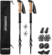 KINGGEAR TPC-3K 100% Carbon Fiber Trekking Poles for Hiking - Ultralight Collapsible Hiking Poles with Cork & EVA Foam Grips, Adjustable Metal Flip Locks, Tungsten Tips - Ideal Hiking product image