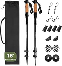 100% Carbon Fiber Hiking Trekking Poles - Ultra Strong Carbon Hiking Sticks with Cork Grips & Quick Flip Locks, 2 Pcs Lightweight Hiking Poles & All-Terrain Accessories for Women & Men, Senior product image