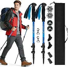 Lightweight Trekking Poles for Hiking – 2 Pack Retractable Aluminum Walking Sticks, Adjustable Hiking Sticks for Men, Women, Seniors, Collapsible Nordic Poles for Travel, Climbing, Backpacking product image