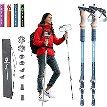 Ultralight Collapsible Trekking Poles with Top-Mounted Camera Holder, 1/4" Thread, Hiking Sticks for Women, Men and Seniors Plus Tip Kit product image