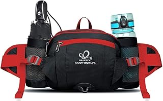 WATERFLY Fanny Pack Waist Bag: Fannie Pack 2 Water Bottle Holders Lumbar Belt Hiking Walking Running Jogging Camping Large Woman Man (Bottle Not Included) product image