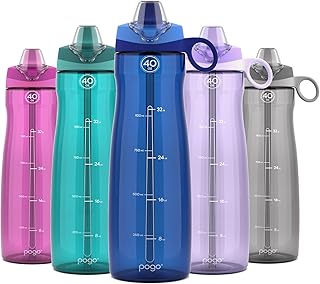Pogo Plastic Water Bottle with Straw Lid and Carry Handle, Reusable, BPA Free, Dishwasher Safe, Perfect for Travel, School, Outdoors, and Gym | 32oz, 40oz product image