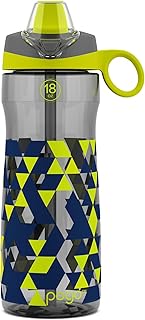 Pogo 18oz Plastic Water Bottle with Straw Lid with Carry Handle, Reusable, BPA Free, Dishwasher Safe, Perfect for Travel, School, Outdoors, and Gym product image