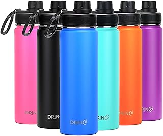DRINCO Stainless Steel Water Bottle Spout Lid Vacuum Insulated Double Wall Water Bottle Wide Mouth (40oz 32oz 22oz 18oz 14oz) Leak Proof Keeps Cold or Hot (22 oz, 22oz Royal Blue) product image
