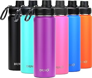 DRINCO Stainless Steel Water Bottle Spout Lid Vacuum Insulated Double Wall Water Bottle Wide Mouth (40oz 32oz 22oz 18oz 14oz) Leak Proof Keep Cold Sport Camping Hiking (22 oz, 22oz Purple) product image