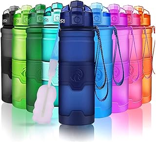 ZORRI Sports Water Bottle, 400/500/700ml/1L, BPA Free Leak Proof Tritan Lightweight Bottles for Outdoors,Camping,Cycling,Fitness,Gym,Yoga- Kids/Adults Drink Bottles with Filter, Lockable Pop Open Lid product image