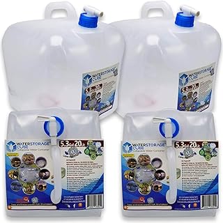 WaterStorageCube BPA Free Collapsible Water Container with Spigot, Camping Water Storage Carrier Jug for Outdoors Hiking Backpack & Survival Kit, Foldable Portable Water Canteen 1.3/2.6/5.3 Gallon product image