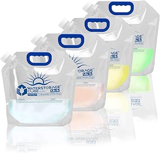 WaterStorageCube Premium Collapsible Water Container Bag, BPA Free Food Grade Clear Plastic Storage Jug for Camping Hiking Backpack Emergency, No-Leak Freezable Foldable Water Bottle 1.3/2.6 Gallon product image