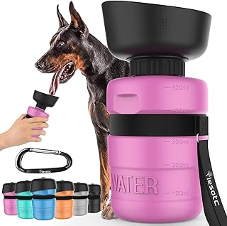 lesotc Dog Water Bottle, Portable Pet Dispenser with Water Bowl, Leak Proof Pet Travel Squeeze Bottle, Puppy Essentials Dog Stuff Accessories for Outdoor Walking, Hiking, Camping product image