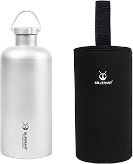 SILVERANT Titanium Ultralight 600Ml, 21.1 Fl Oz Water Bottle for Outdoor Camping Hiking & Sports, Reusable Bottle with Insulating Thermal Sleeve and Clip Loop Cap product image