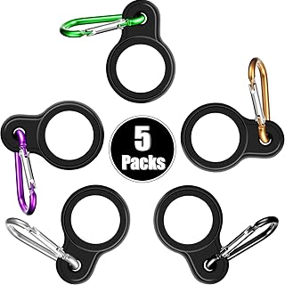 Boao 5 Sets Silicone Water Bottle Carrier with 5 Pieces Keychain Clip Key Ring Clip for Outdoor Activities or Daily Use (Black, Silver, Yellow, Purple and Green) product image