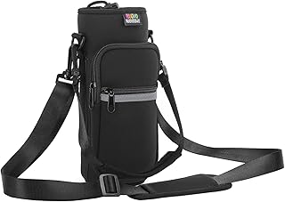 Nuovoware Water Bottle Carrier Bag,25oz/40oz/64oz Bottle Pouch Holder,Adjustable Shoulder Hand Strap 2 Pocket Sling Neoprene Sleeve Sports Accessories for Hiking Travelling Camping product image