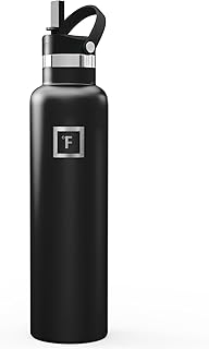 IRON °FLASK Camping & Hiking Hydration Flask with Straw, BPA-Free Insulated Stainless Steel Sports Water Bottle - 24 oz Midnight Black product image