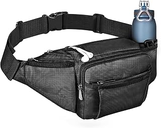 NOOLA Fanny Pack Waist Bag for Men Women, Lightweight Waist Pack with Water Bottle Holder, Adjustable Belt Bag with Multi-Pockets for Hiking, Dog Walking, Outdoor, Cycling, Running, Travel, Black product image