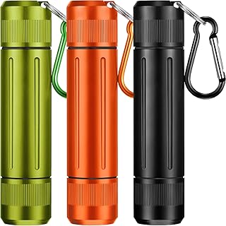 Outus 3 Pcs Metal Container Portable Sealed Container Bottles Aluminum Alloy Case Waterproof Jar Travel Bottle with Key Chain for Outdoor Camping Trip product image