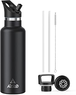 Stainless Steel Double Wall Water Bottles, Vacuum Insulated Bottle With Straw Lid, Insulated Water Bottle Keeps Water Cold for 24 Hours, Hot for 12 Hours, Hiking, Sports product image