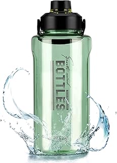 Half Gallon/64oz Water Bottle With Handle, 2L Leak proof BPA Free Fitness Sports Water Jug, Ensure You Drink Enough Water Daily for Gym and Outdoor Sports(Green) product image