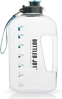 1 Gallon Water Jug with Flip-top Lid and Handle Strap, Leak-proof BPA Free Reusable Time Marker Reminder Large Capacity Wide Mouth Gallon Water Bottle for Outdoor Sports Fitness Gym Hiking Clear product image