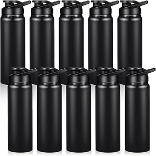 Chengu 10 Pcs 25oz Reusable Aluminum Water Bottle Bulk Lightweight Outdoor Sports Water Bottles Easy Carry Leak Proof for Travel Gym Camping Hiking Fishing, Snap Lid (Black) product image