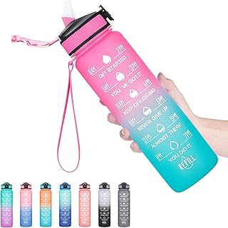 Hyeta 32 oz Water Bottles with Times to Drink and Straw, Motivational Water Bottle with Time Marker, Leakproof, Drinking Sports Water Bottle for Fitness, Gym and Outdoor product image