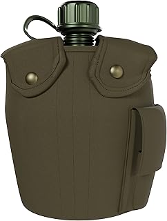 BaHoki Essentials Aluminum Canteen with Cover and Cup - Military Style Water Bottle Kit - for Outdoor Camping, Backpacking, Hiking (Green) product image