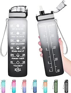 Enerbone Water Bottle, Leakproof BPA & Toxic Free, Motivational Water Bottle with Times to Drink and Straw, Fitness Sports Water Bottle with Strap for Office, Gym, Outdoor Sports product image